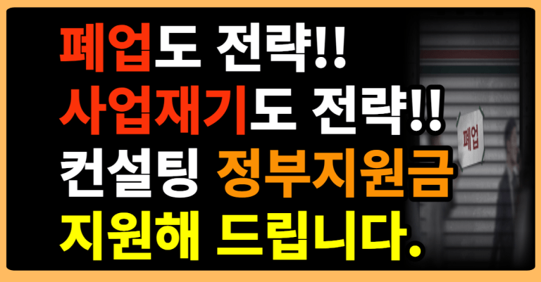 솔루션 이행 비용 최대 3백만원 이내 지원 사업재기 및 안전한 폐업 도와드립니다.