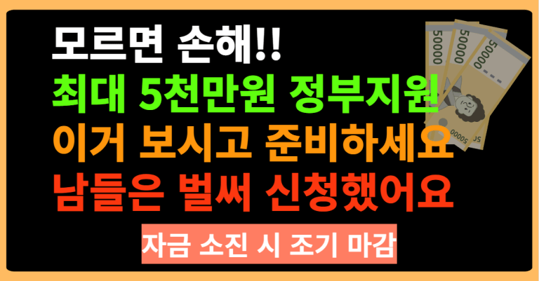 모르면 손해!! 최대 5천만원 정부지원 이거 보시고 준비하세요