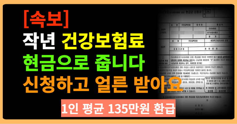 [속보] 작년 건강보험료 현금으로 줍니다 신청하고 얼른 받아요