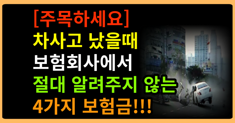 차사고 났을때 보험회사에서 절대 알려주지 않는 4가지 보험금!!!