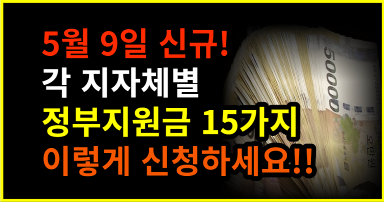 5월 9일 신규! 각 지자체별 정부지원금 15가지 이렇게 신청하세요!!