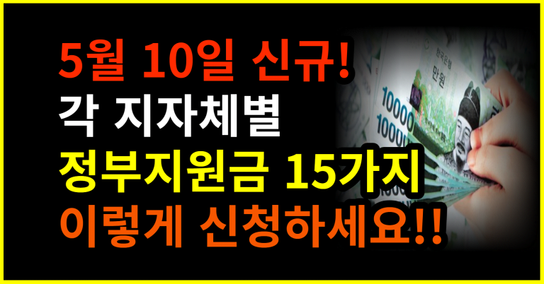 5월 10일 신규! 각 지자체별 정부지원금 15가지 이렇게 신청하세요!!