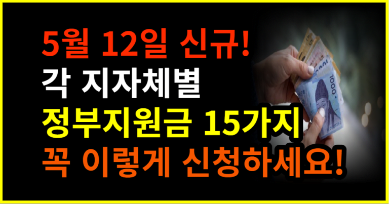 5월 12일 신규! 각 지자체별 정부지원금 15가지 꼭 이렇게 신청하세요