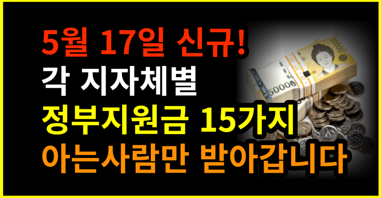 5월 17일 신규! 각 지자체별 정부지원금 15가지 아는사람만 받아갑니다