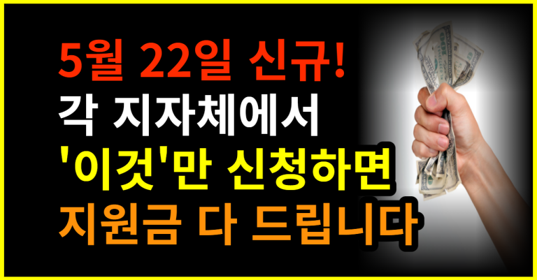 5월 22일 신규! 각 지자체에서 이것만 신청하면 지원금 다 드립니다