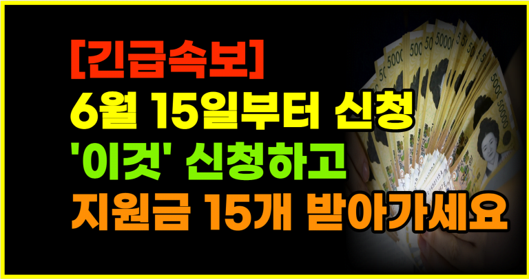 6월 15일부터 신청 이것 신청하고 지원금 15개 받아가세요