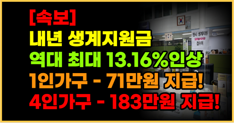 생계지원금 대폭 인상! 지금 주민센터에서 신청하세요!