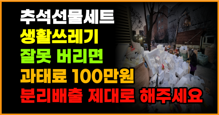 추석 연휴 쓰레기 관리 비상 분리배출 제대로 안하면 과태료 100만원