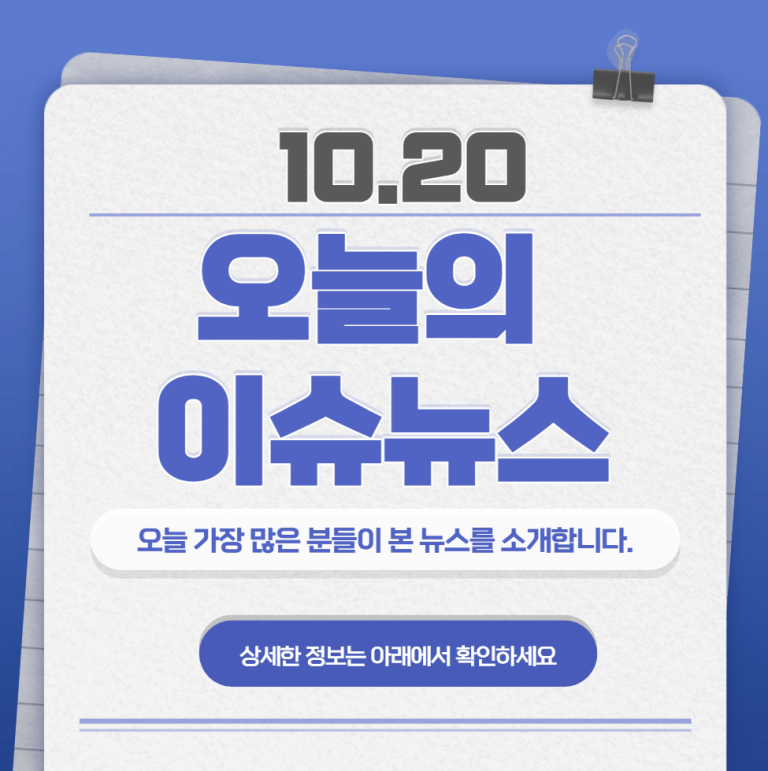 10.20 오늘의 인기 급상승 뉴스