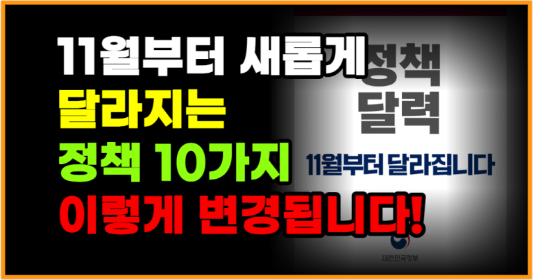 11월부터 새롭게 달라지는 정책 10가지 이렇게 변경됩니다