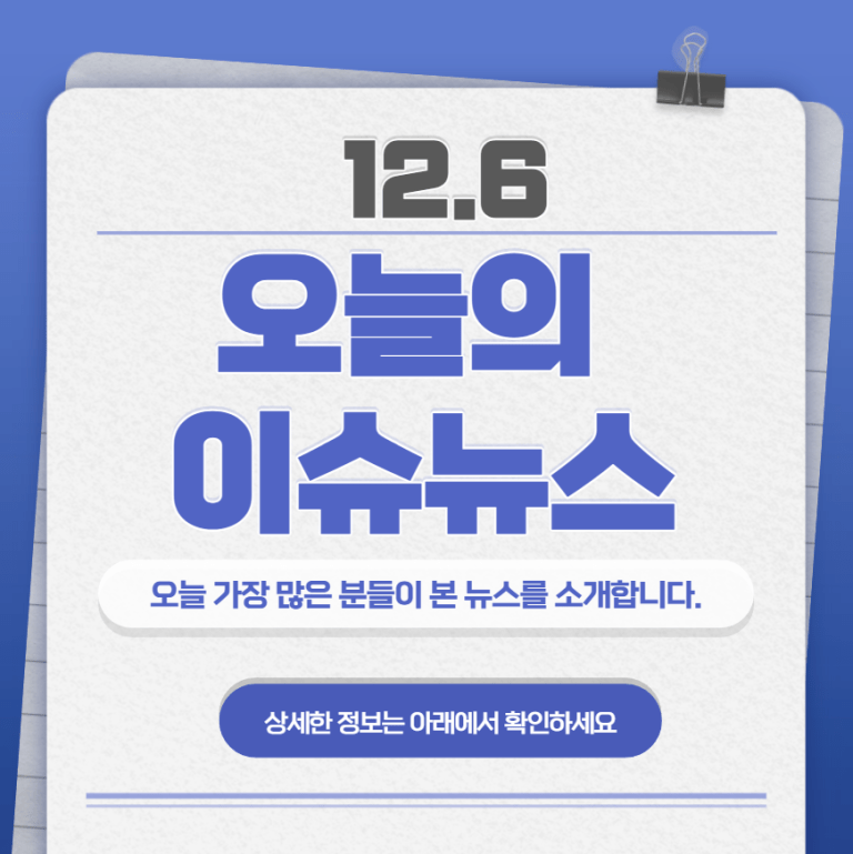 12.6 오늘의 인기 급상승 뉴스