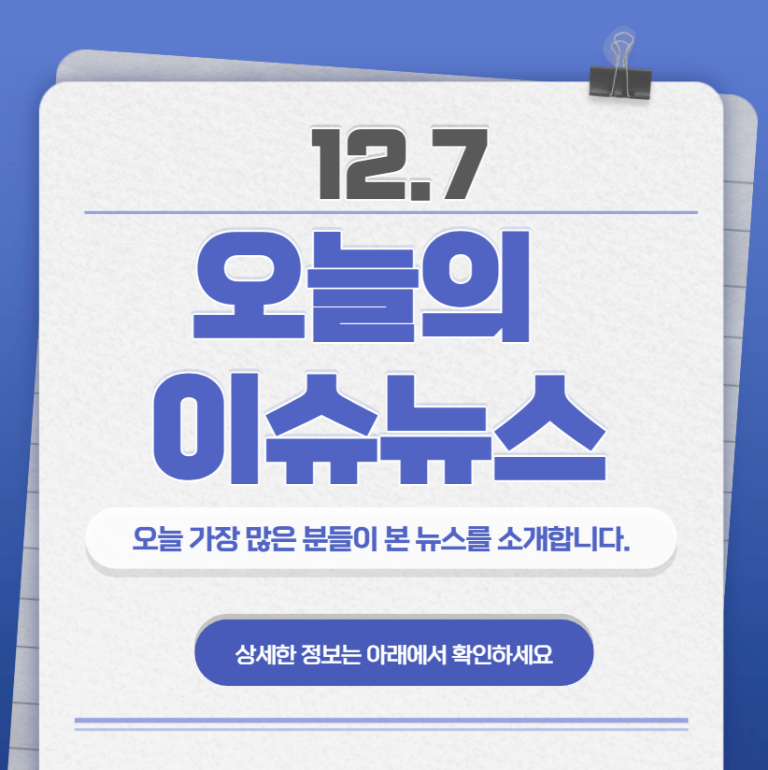 12.7 오늘의 인기 급상승 뉴스