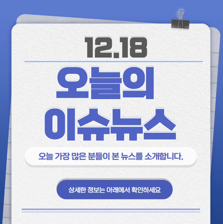 12.18 오늘의 인기 급상승 뉴스