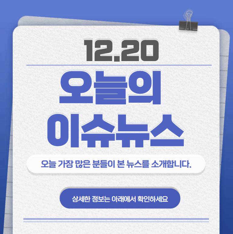 12.20 오늘의 인기 급상승 뉴스