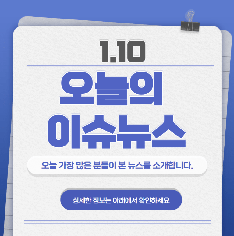 1.10 오늘의 인기 급상승 뉴스