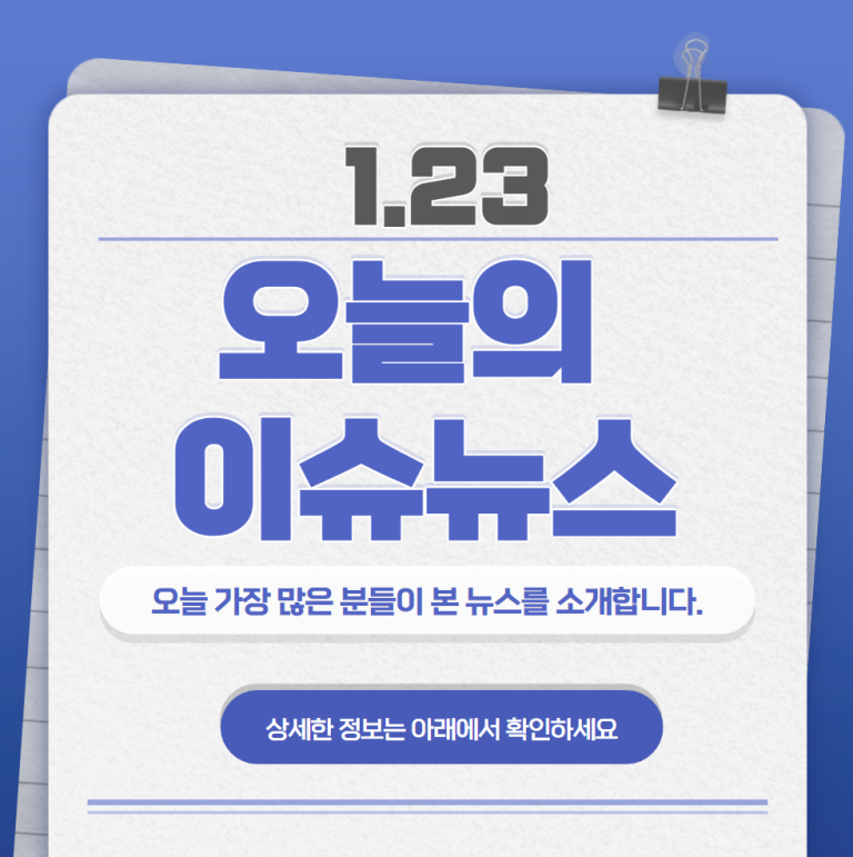 1.23 오늘의 인기 급상승 뉴스