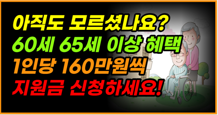 무려 160만원! 65세 이상 혜택 지금 바로 신청하세요!