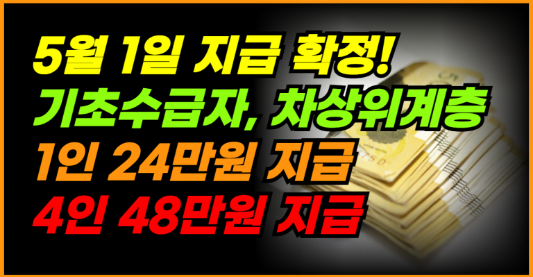 5월 정부 지원금 확정! 1인당 24만원, 최대 53만원까지