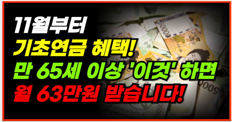 기초연금 월 63만원! 11월부터 만 65세 이상 ‘이것’ 하면 됩니다!