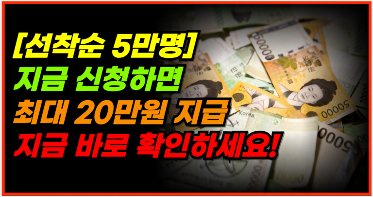 선착순 5만명만! 최대 20만원 지원금 혜택, 지금 신청하세요!