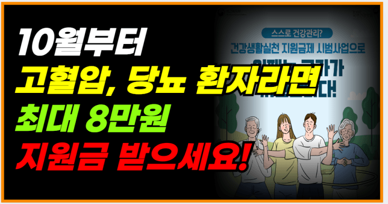 만성질환 환자라면 누구나 신청 가능! 정부 지원금 혜택 확인하세요!