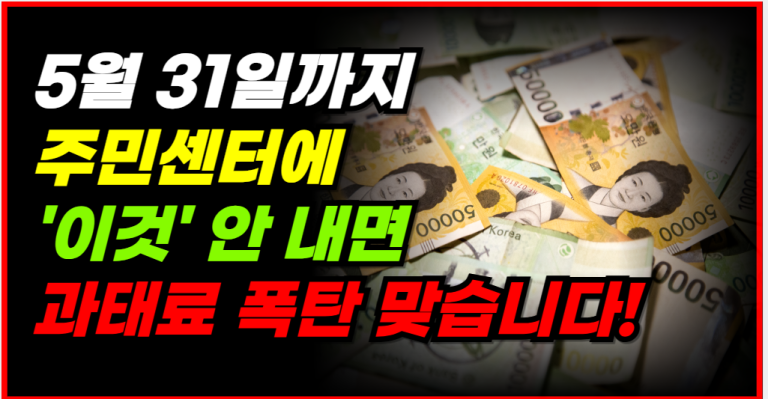 (전국민) 5월 31일까지 꼭 제출하세요! 안 하면 과태료 터집니다!