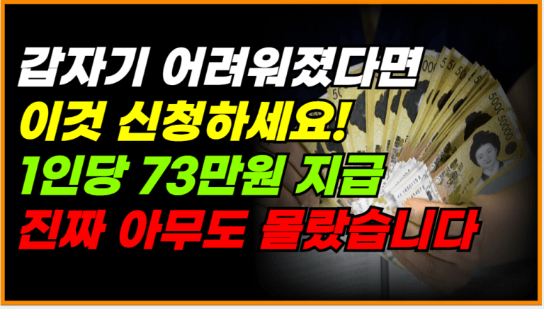 [긴급지원] 생계 어려운 분들에게 73만원 지급! 지금 신청하세요