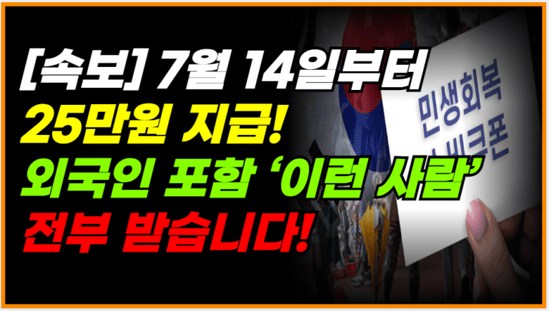 2차 추경, 외국인 포함! 7월 14일 ‘이 사람들’부터 받습니다!