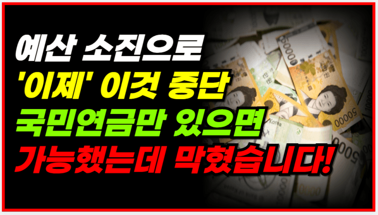 [속보] 예산 소진! 60세 이상 지금 신청해도 못 받습니다