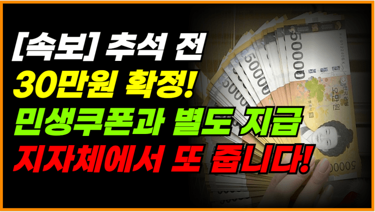 추석 전 민생쿠폰 받았는데 지자체에서 30만원 또 나옵니다!