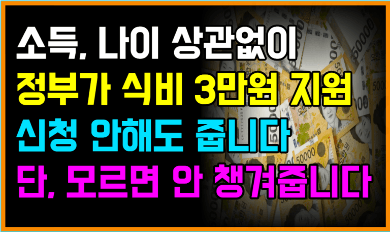 전 국민 식비 지원 시작! 신청 없이 받는 3만원, 지금 확인하세요