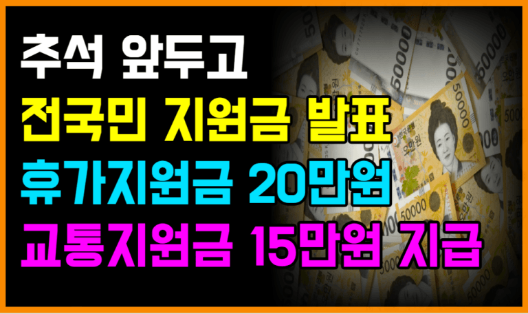 전국민 대상! 추석 연휴 최대 35만원 지원금 이렇게 신청하세요!