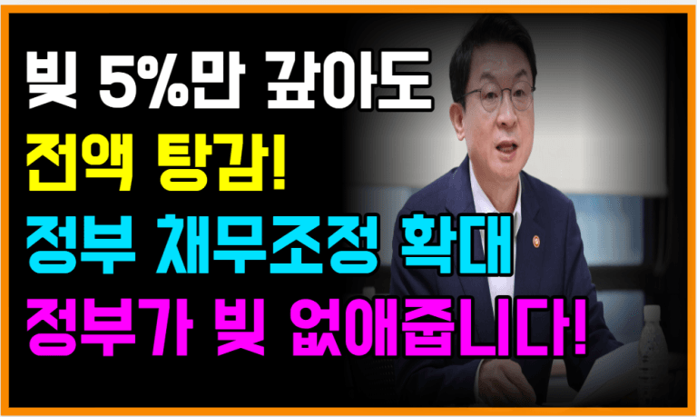 빚 5%만 갚으면 나머지 전액 탕감! 정부 ‘채무조정 확대’ 공식 발표