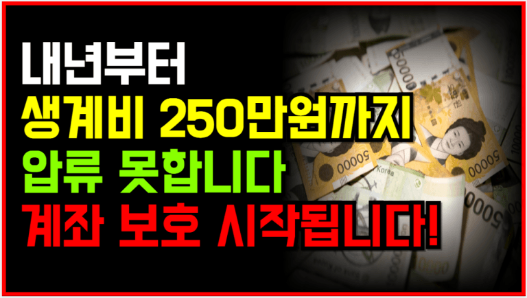내년 2월 ‘생계비계좌’ 도입…’월 250만 원’까지 압류 금지됩니다!