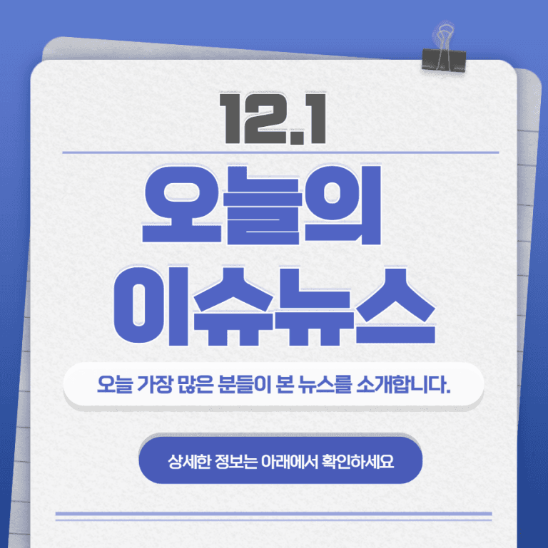 12.1 오늘의 인기 급상승 뉴스