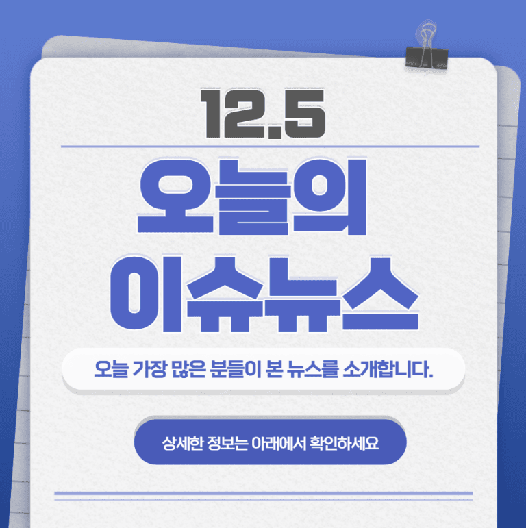 12.5 오늘의 인기 급상승 뉴스