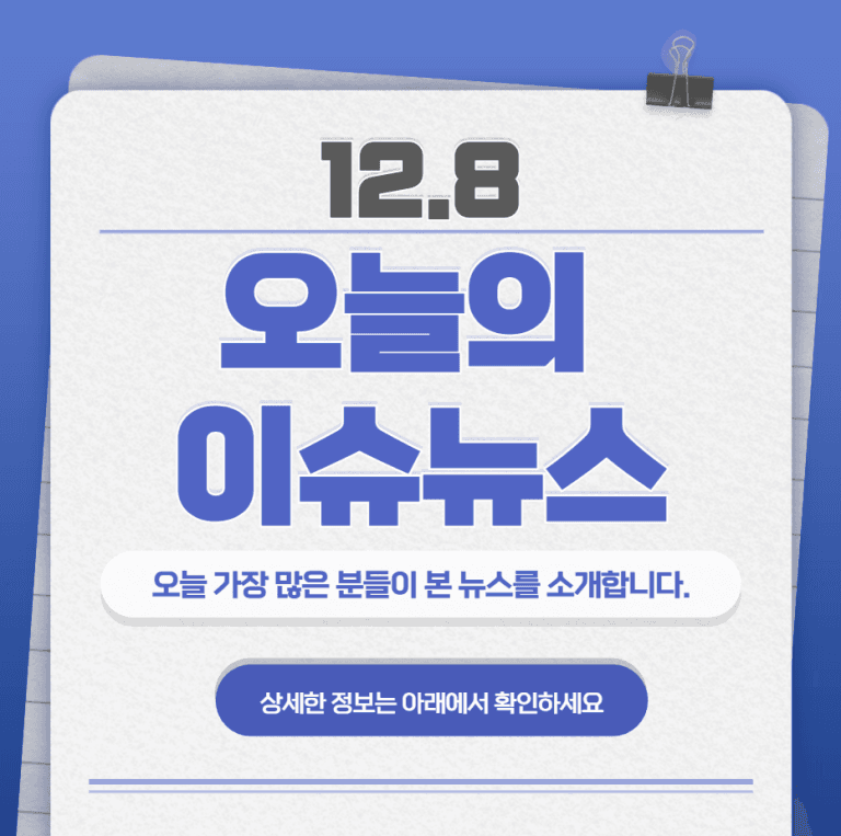 12.8 오늘의 인기 급상승 뉴스