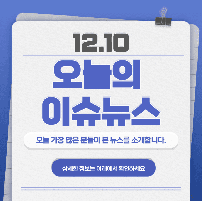 12.10 오늘의 인기 급상승 뉴스