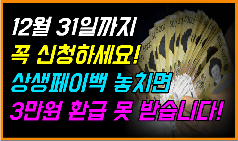 12월 31일 마감! 상생페이백 신청하고 12월 소비액 환급받으세요!