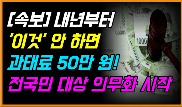 2026년부터 ‘이것’ 안 하면 벌금 50만 원 내야 합니다!